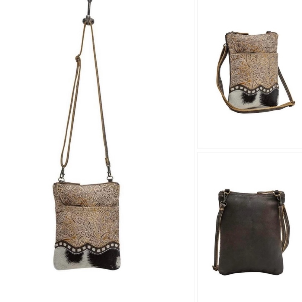 Myra Bag Brown and Black Leather Crossbody